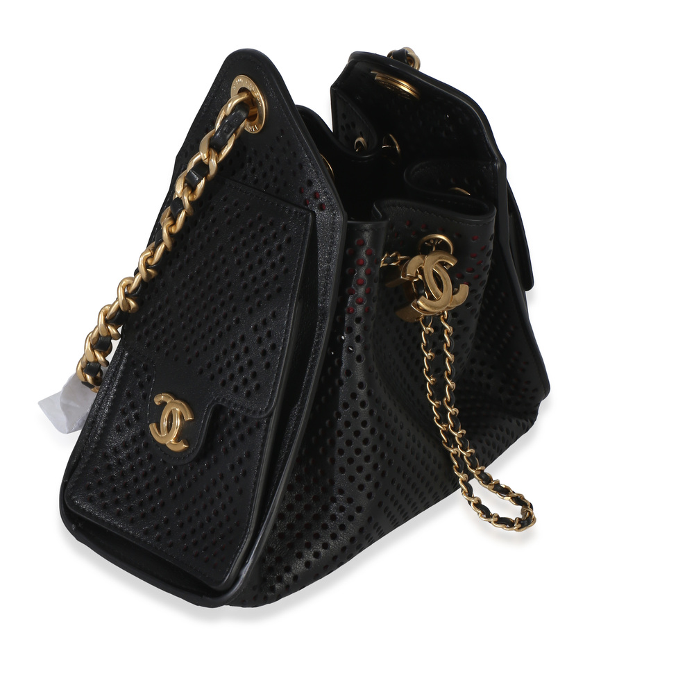 Chanel Black Perforated Calfskin Small Chanel 25 Hobo - Picture 3 of 8